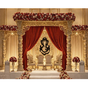 Mandap de Madera Estilo Gran Palacio para Bodas en el Reino Unido, Compre un Mandap Personalizado Tallado a Mano Estilo Gujarati, Gran Mandap Dorado para Bodas en EE. UU. - Product Image 1