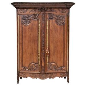 Luxury Handcrafted Solid Wood 2 Door <b>Wardrobe</b> Ornate French Country Carving Antique Oak Armoire - Product Image 1