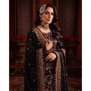 Conjunto superior e inferior de mujer de diseñador con Dupatta para ropa de fiesta - Product Image 4