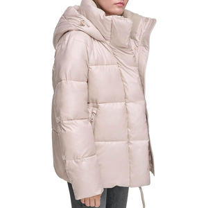 Men's Winter Casual Stand Letter Eco-Friendly <b>Reversible</b> Padded Waterproof Windproof Hooded Warm Insulated Puffer <b>Jacket</b> OEM - Product Image 2