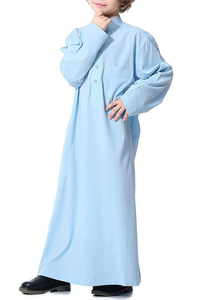 Wholesale OEM Custom Solid Color Buttons Down Kids <b>Thobes</b> Muslim Dress Jubbah Children Boys Kids <b>Thobes</b> Breathable - Product Image 6