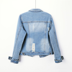 <b>Custom</b> Women's Solid Pattern Casual Style Winter Season <b>Denim</b> Jeans Coats <b>Jacket</b> with Front Logo Finished Processing - Product Image 2