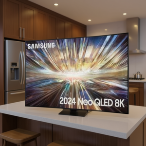 Téléviseur intelligent QLED 75 pouces, résolution 8K, fréquence de rafraîchissement 165 Hz, fonction HDR, écran incurvé, plateforme Android, interface Wi-Fi pour une utilisation en cuisine - Product Image 2