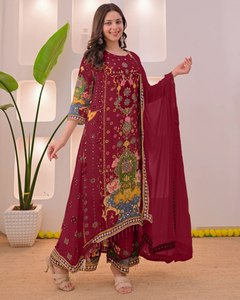 Presentamos la Nueva Colección Eid: Kurta con Diseño Elegante y Estampado Digital, Pantalón Plazzo con Dupatta - Product Image 2