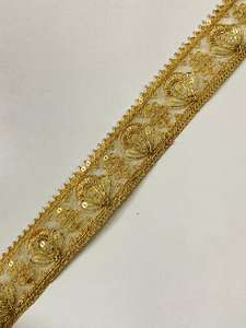 Bordure en dentelle florale brodée de sequins couleur personnalisée 100 % polyester style traditionnel vente en gros pour chaussures et sacs - Product Image 2