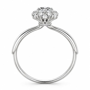 Anillo de compromiso de plata 925 para mujer con diamantes, corte brillante redondo, engaste floral pavé, estilo romántico - Product Image 3