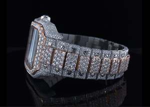 Iced Out Two Tone Rose Gold Roman Numerals <b>Watch</b> Square Automatic Men <b>Mechanical</b> Bust Down Luxury Hip Hop Bling <b>Watch</b> - Product Image 2