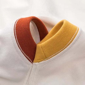 Camiseta de Hombre Naranja con Cuello Redondo y Ribete en Contraste, Manga Corta, Corte Regular, Casual, 100% Algodón Tejido, Color Sólido - Product Image 4