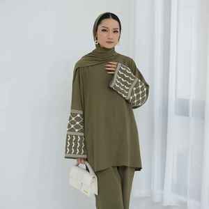 Abaya Musulmana Moderna de Lujo con Bordado de Hilo Dorado para Mujer, Estilo Dubái, Vestido Largo Informal Islámico para Uso Diario - Product Image 5