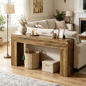 Consolle Lunga Stile Rustico 180 cm x 30 cm x 85 cm con Superficie Impermeabile per Ingresso Casa o Hotel - Product Image 5