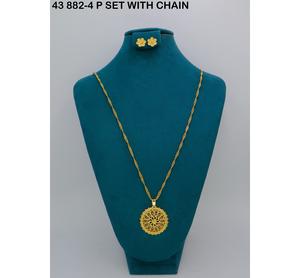 Gold Plated Designer Dubai Jewelry Pendant Chain African <b>Bridal</b> Necklace Saudi Arabia for Women Wedding Jewelry Pendant set - Product Image 3