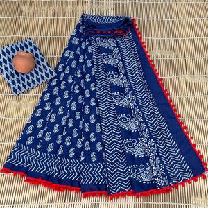 Sari en coton Mulmul en gros, imprimé à la main, pur coton, léger, respirant, pour l'été, traditionnel indien - Product Image 4
