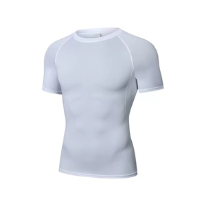 Men's Navy Blue <b>Raglan</b> Sleeve Compression T-Shirt Quick Dry Slim Fit Sporty O-Neck Short Sleeve Activewear - Product Image 2