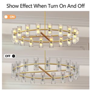 Lampadario Moderno in Cristallo K9 Dorato da 36 Pollici per Sala da Pranzo e Soggiorno, Elegante Lampadario a Sospensione Ov - Product Image 3