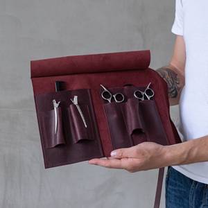Étui à ciseaux de barbier en cuir véritable, grande capacité, résistant aux odeurs, portable, pour le rangement des outils de salon LBSP-0008 - Product Image 1