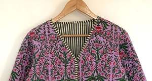 Chaqueta Bomber Acolchada de Algodón Reversible con Estampado Serigrafiado, Estilo Boho Indio, Manga Corta, Abrigo de Invierno Ecológico - Product Image 2