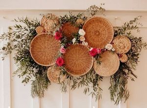 <b>Rattan</b> Boho Wedding Stage Backdrop Woven Wall Panels with Ceiling Decor Natural Seagrass Ceremony arch - Product Image 3