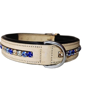 ปลอกคอสุนัขหนังสีสันสดใสประดับคริสตัล4สี - Product Image 2