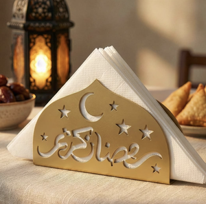 Support de serviettes en métal de qualité supérieure pour le Ramadan, décoratif, pour table, distributeur de serviettes islamique en forme de croissant et d'étoile pour la salle à manger - Product Image 1