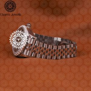 Charm_Jewells Luxury Stainless Steel <b>Watch</b> Round Case 38mm Analog Quartz <b>Diamond</b> Encrusted Women's Fashion - Product Image 2