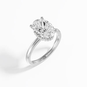 Bague Halo Cachée avec 2.46 Ctw Oval E VS1 Center DEF Round Side Moissanite en Argent Sterling 925 - Product Image 4