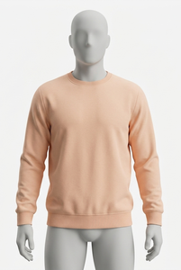 Suéter de Cuello Redondo Color Durazno para Hombre, Corte Regular, Tejido de Punto, Color Sólido, Manga Larga, Ropa Casual de Otoño - Product Image 5