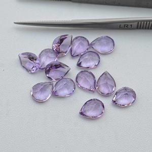 ลูกแพร์เจียระไนแบบเหลี่ยมเพชรพลอยสีชมพูอเมทิสต์ธรรมชาติเกรด AAA 3x4mm-10x14mm อัญมณีหลวม - Product Image 2