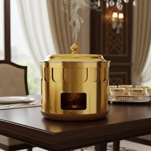 Luxury Arabic Style Chafing Dish Twisted Rope Cage Soup Warmer Middle East Ramadan <b>Buffet</b> <b>Server</b> Spire Lid Single Unit - Product Image 4