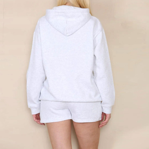 Conjunto de Sudadera Corta con Capucha y Pantalones Cortos de Punto para Mujer, Estilo Casual, Ecológico y Antiarrugas - Product Image 2