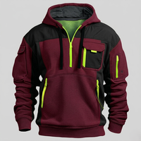 Sweat à capuche unisexe haut de gamme OEM, esthétique, demi-zip, décontracté, style rétro streetwear, brodé, en molleton polyester/coton épais