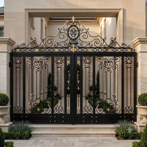 Puerta Doble Abatible de Hierro Forjado Estilo Europeo KHP, Recubierta con Pintura en Polvo, Resistente al Óxido, Fácil de Montar, Garantía de 3 Años, Uso en Exteriores - Product Image 2