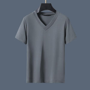 New Design T-shirts Short Sleeve Men V-Collar T-Shirt Plain Men's T-shirts - Product Image 5