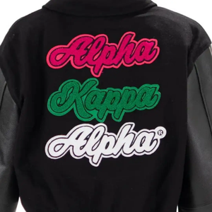 Men's Black Varsity Jacket With Green Embroidery And Pink 08 On Sleeve Regular Fit Zipper Closure Autumn Casual Wear - Product Image 5