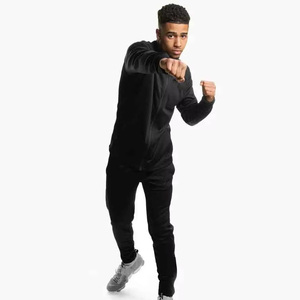 Fancy Tracksuits for Men's Black Gray Panel Tracksuit Full Zip Sporty Design Breathable Polyester Two Piece Set Regular Fit - Product Image 2