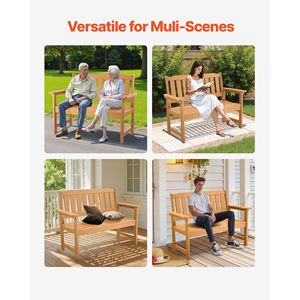 Panca da Esterno in Acciaio e Legno Resistente alle Intemperie, 50,5 Pollici, Capacità di Carico 800 Libbre, per 2-3 Persone, con Braccioli e Schienale Larghi - Product Image 6
