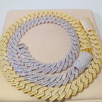 Chaîne cubaine en moissanite la plus vendue avec finition argentée et dorée, collier hip-hop disponible à bon prix