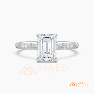 Moissanite Emerald Cut Ring for Women Silver Tone Engagement Wedding Anniversary Jewelry Elegant Daily Wear Style - Product Image 5