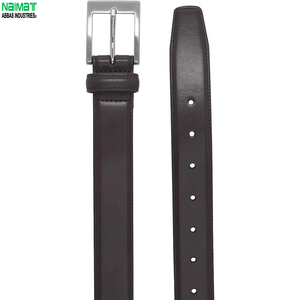 Cinturón Formal de Cuero Genuino, Hebilla Rectangular Plateada, Color Marrón Sólido, Estilo Ejecutivo para Hombre - Product Image 5