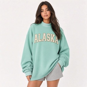 <b>Women</b>’s Casual Pullover Oversized Mock neck Sweatshirt Top Long Sleeve Relaxed Design <b>Checkered</b> Collar & Cuffs Stylish - Product Image 3