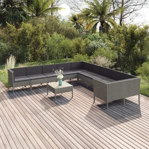 Conjunto Modular Grande de Muebles de Jardín de Ratán PE Gris, Muebles Modulares de Exterior de Primera Calidad - Product Image 1
