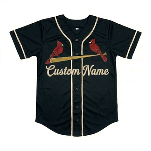 Maillot de baseball personnalisé Cardinals à manches courtes, boutonné, imprimé, respirant, nom d'équipe personnalisé, OEM - Product Image 1