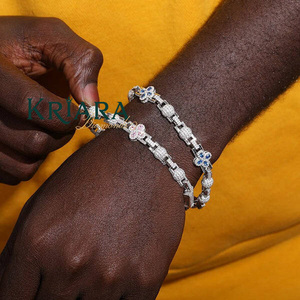Bracelet de luxe blanc en or 925 plaqué rhodium avec diamants de laboratoire taille brillant rond pour homme, usage quotidien - Product Image 2