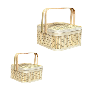 Best Selling BAMBOO GIFT <b>BASKET</b> Eco-Friendly Hamper <b>Basket</b> <b>Wicker</b> Crafts Handmade Gift & Storage Use - Product Image 1