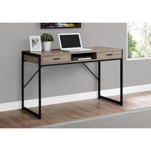 Contemporary Modern 48\"L Home <b>Office</b> Laptop Computer Desk with Storage <b>Drawers</b> Brown Laminate and Black Metal - Product Image 5