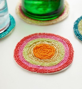 Contemporary Seed Beaded <b>Coaster</b> <b>Set</b> For Dining & Coffee Tables Embroidery Table Protection Mats For Home Hotel Decoration - Product Image 4