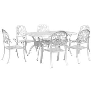 Juego de Comedor de Jardín de Aluminio Fundido Blanco con Asientos Medianos para Muchas Personas - Product Image 2