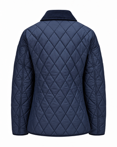 Chaqueta Acolchada de Satén para Mujer, Azul Marino, con Capucha, Manga Larga, Relleno de Poliéster, Cierre de Cremallera, Largo Regular, para Invierno - Product Image 2