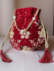 Bolso Potli con Cordón y Bordado de Cuentas, para Fiestas, Bodas, Joyería y Cosméticos - Product Image 2