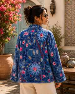 Street Style Fashion Indian Artisan Handmade Suzani Jacket For <b>Women</b> Reversible Quilted Cotton Jacket Boho Embroidered <b>Coat</b> - Product Image 2