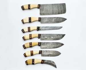 FAREED SONS CRAFT 7-Piece Handmade 67-Layer Damascus Steel <b>Knife</b> <b>Set</b> Wood Handle Ambidextrous Chef Kitchen <b>Knives</b> Sharp Straight - Product Image 1